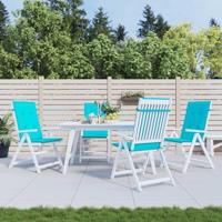 VidaXL Stoelkussens 4 st hoge rug stof turquoise - thumbnail