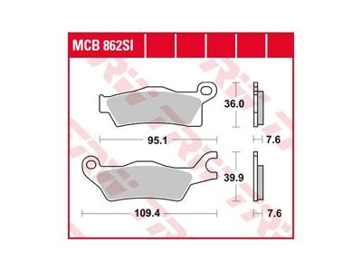 TRW -lucas remblokken "mcb 862" brake pad mcb 862 si sintered metal