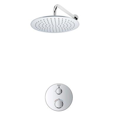 Grohe - Adema Rise Regendoucheset - Inbouw - 1 functie - met Adema Rise hoofddouche 30cm - wandarm 35cm - Grohe Grohtherm inbouwthermostaat - chroom SW236914 sw105953 SW696252 SW720559