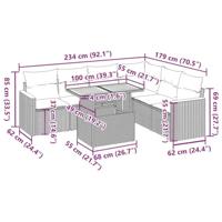 7-delige Loungeset met kussens poly rattan grijs - thumbnail