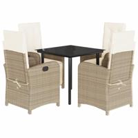 5-delige Tuinset met kussens poly rattan beige - thumbnail