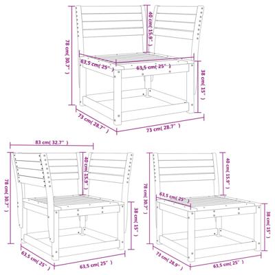 5-delige Loungeset massief grenenhout
