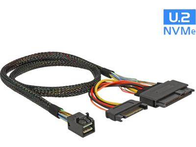 DeLOCK SFF-8643 male > U.2 SFF-8639 female + SATA voedingsstekker adapter