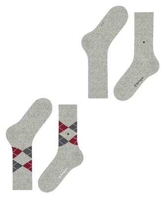 Burlington 2-paar mix Everyday heren sokken - Argyle - Biologisch katoenen sokken met ruit print - 46 - Grijs - 46 - 46 - 46 - 46 - 46