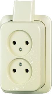 Busch Jaeger opbouw dubbel stopcontact creme