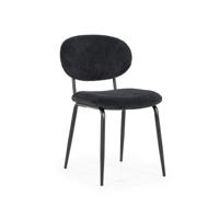 By-Boo Eetkamerstoel 'Cosmo' Rib, kleur Zwart - thumbnail