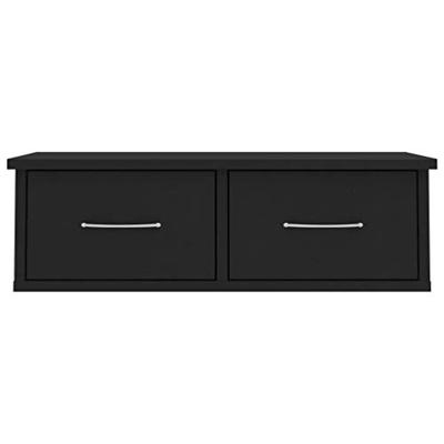 Wandschap met lades 60x26x18,5 cm bewerkt hout zwart