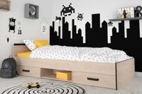 Bed Natan incl. lades - eiken/zwart - 90x200 cm - thumbnail