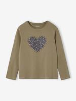 Meisjesshirt met lovertjes olijf - thumbnail