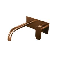Brauer Copper Edition Wastafelmengkraan inbouw - gebogen uitloop links - hendel breed plat - afdekplaat - model C 1 - PVD - geborsteld koper 5-GK-004-B3 - thumbnail