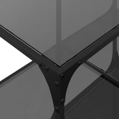 Salontafel met zwart glazen blad 78,5x40x40 cm staal