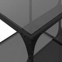 Salontafel met zwart glazen blad 78,5x40x40 cm staal - thumbnail