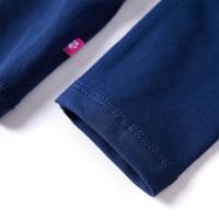 Kindershirt met lange mouwen paardenprint 128 marineblauw - thumbnail