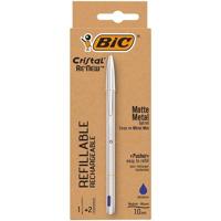 Balpen bic cristal re-new 1 pen + 2 vull m blauw | 11340 stuks - thumbnail