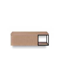 Frozen 3d Badmeubelset 140 cm - Greeplijst in kleur - Zwart Frame - Wastafel Bovenblad Peach - thumbnail