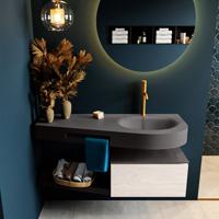 MONDIAZ RIVA 120cm badmeubel onderkast / planchet kleur Underlayment met 1 lade. Wastafel DULCET rechts 1 kraangat kleur Dark_Grey. - thumbnail