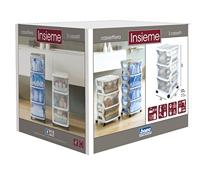 Bama insieme ladesysteem met wieltjes 3 laden 36x40x62 cm zilver/blauw/transparant - thumbnail