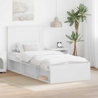 Bedframe met hoofdeinde Wit 90 x 200 cm Massief grenenhout - thumbnail