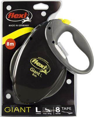 Flexi Giant Neon L Tape rollijn 8 meter Zwart