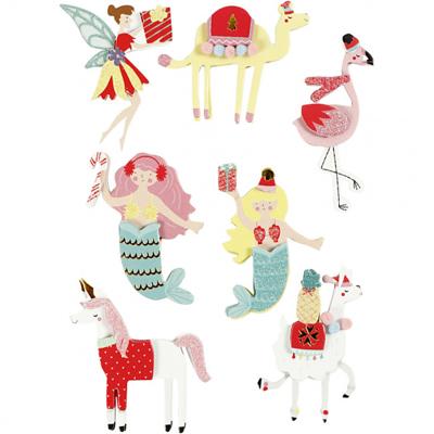 Creativ Company 3d stickers, flamingo, lama zeemeermin, h: 50-60 mm, b: 30-45 mm, dikte 7 mm, 7 stuk/ 1 doos