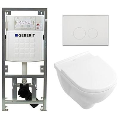 Villeroy & Boch O.novo toiletset met Geberit inbouwreservoir met diepspoel wandcloset wit softclose zitting en bedieningsplaat met ronde knoppen wit 0701131/0124124/0124182/SW706186/ Villeroy & Boch O.novo toiletset met Geberit inbouwreservoir met diepspoel wandcloset wit softclose zitting en bedieningsplaat met ronde knoppen wit 0701131/0124124/0124182/SW706186/