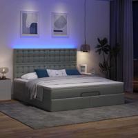Ottoman bed met matras en LED's 160x200cm stof donkergrijs - thumbnail