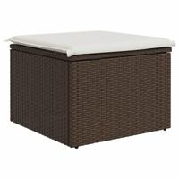 Tuinkruk met kussen 55x55x37 cm poly rattan bruin - thumbnail