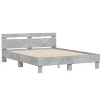 Bedframe met hoofdeinde bewerkt hout betongrijs 140x190 cm - thumbnail