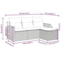 4-delige Loungeset met kussens poly rattan beige - thumbnail