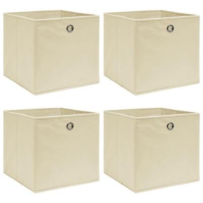 VidaXL Opbergboxen 4 st 32x32x32 cm stof crèmekleurig VidaXL Opbergboxen 4 st 32x32x32 cm stof crèmekleurig