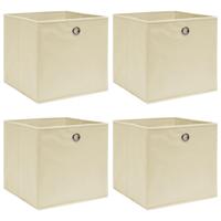 VidaXL Opbergboxen 4 st 32x32x32 cm stof crèmekleurig - thumbnail