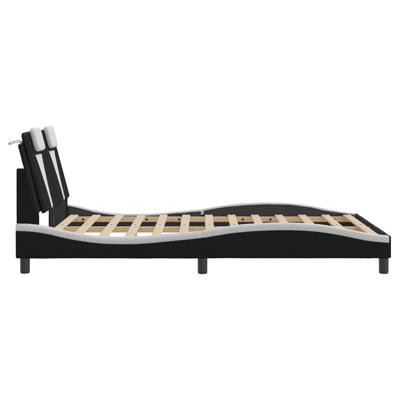 Bedframe "Viana" zonder matras kunstleer zwart en wit 140x190 cm