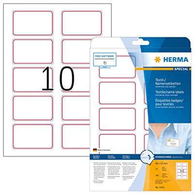 Naambadge etiket HERMA 4405 80x50mm wit/rood 200 stuks Naambadge etiket HERMA 4405 80x50mm wit/rood 200 stuks