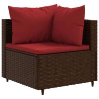 7-delige Loungeset met kussens poly rattan bruin - thumbnail