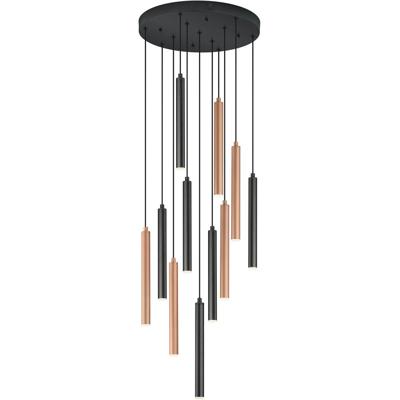 LED Hanglamp - Musterring Calina - 11 Lichtpunten van 3 Watt - Rond - Dimbaar - Aanpasbare Lichtkleur - Hoogte Aanpasbaar - Geheugenfunctie - Nachtlamp - Mat Zwart - Metaal