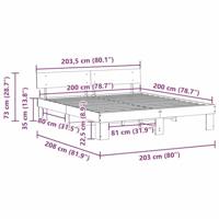 Bedframe met hoofdeinde Bruin 200 x 200 cm Massief grenenhout - thumbnail