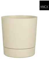 Mica Decorations Bloempot 'Coco' met schotel d22.5 h23.5 beige - thumbnail