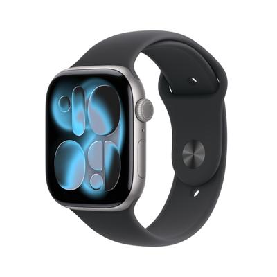 Apple Watch Series 11 GPS 46 mm Aluminium kast Sport Band Zwart M/L