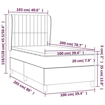 Boxspring met matras stof blauw 100x200 cm - thumbnail