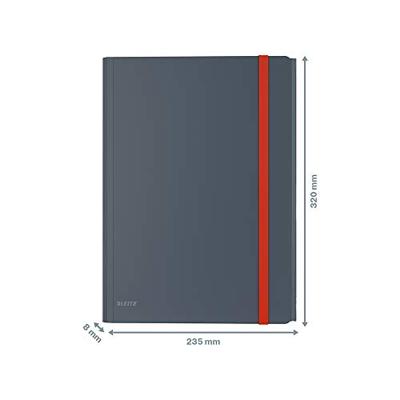 Leitz Cosy elastomap met 3 kleppen, met opbergvak met drukknoppsluiting, uit PP, ft A4, grijs