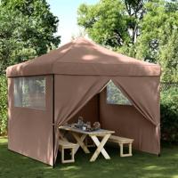 VidaXL Partytent inklapbaar pop-up met 4 zijwanden bruin - thumbnail