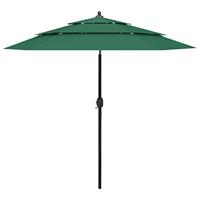 VidaXL Parasol 3-laags met aluminium paal 2,5 m groen - thumbnail
