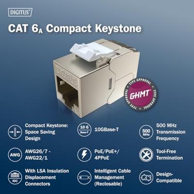Digitus DN-93615-S RJ45-inbouwmodule Keystone CAT 6A 1 stuk(s)