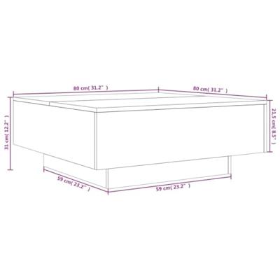 Salontafel met LED-verlichting 80x80x31 cm bruin eikenkleur