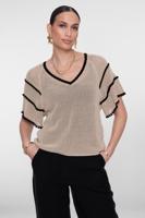 Geisha Pullover Raglan V-neck 64050-23 Trui Korte Mouw 721 Light Sand/black - thumbnail