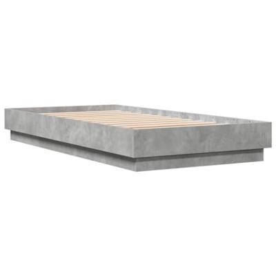 Bedframe met LED-verlichting betongrijs 75x190 cm