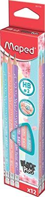 Maped potlood Black'Peps Pastel, met gum, kartonnen ophangetui met 12 stuks Maped potlood Black'Peps Pastel, met gum, kartonnen ophangetui met 12 stuks