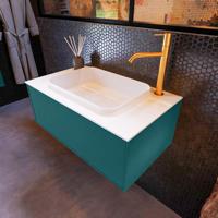 Badkamermeubelset Mondiaz Erin 80 cm met 1 Lade met RIDGE Wastafel Midden Talc met 1 kraangat Greeploos Mat Smag - thumbnail