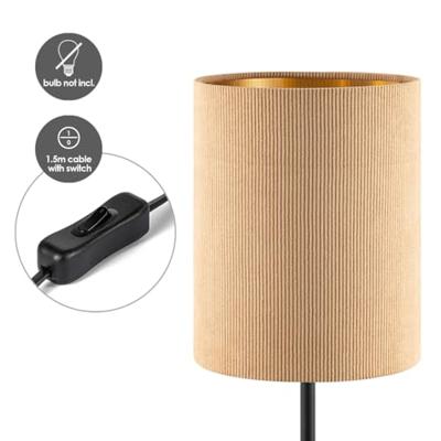 Scandinavische stijl Tafellamp - Corduroy Lampenkap - Cilinder - Karamel - ø20 x 40 cm - E27 Fitting - Geschikt voor Woonkamers en slaapkamers - Met schakelaar