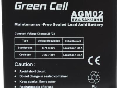 Green Cell AGM02 Loodaccu 6 V 4.5 Ah Loodgel (b x h x d) 70 x 104 x 47 mm Kabelschoen 4.8 mm Cyclusbestendig, Onderhoudsvrij Green Cell AGM02 Loodaccu 6 V 4.5 Ah Loodgel (b x h x d) 70 x 104 x 47 mm Kabelschoen 4.8 mm Cyclusbestendig, Onderhoudsvrij